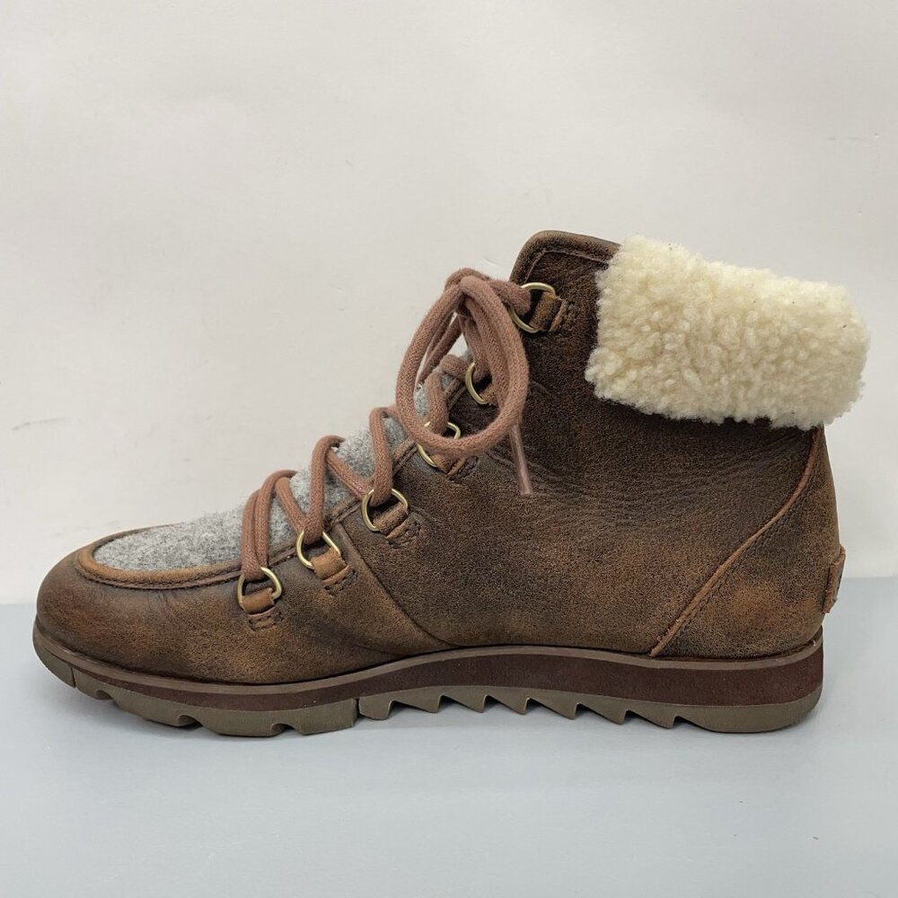 Sorel Harlow Lace Cozy Ankle Boots Shearling Fur‎ Waterproof Leather Womens 9 - Picture 10 of 12